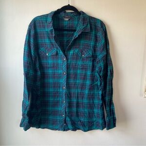 Eddie Bauer Teal and Navy Plaid Shirt